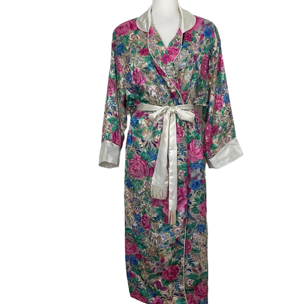 Vintage Victoria’s Secret Gold Label Long Floral Rose Bathrobe Feminine Dopamine